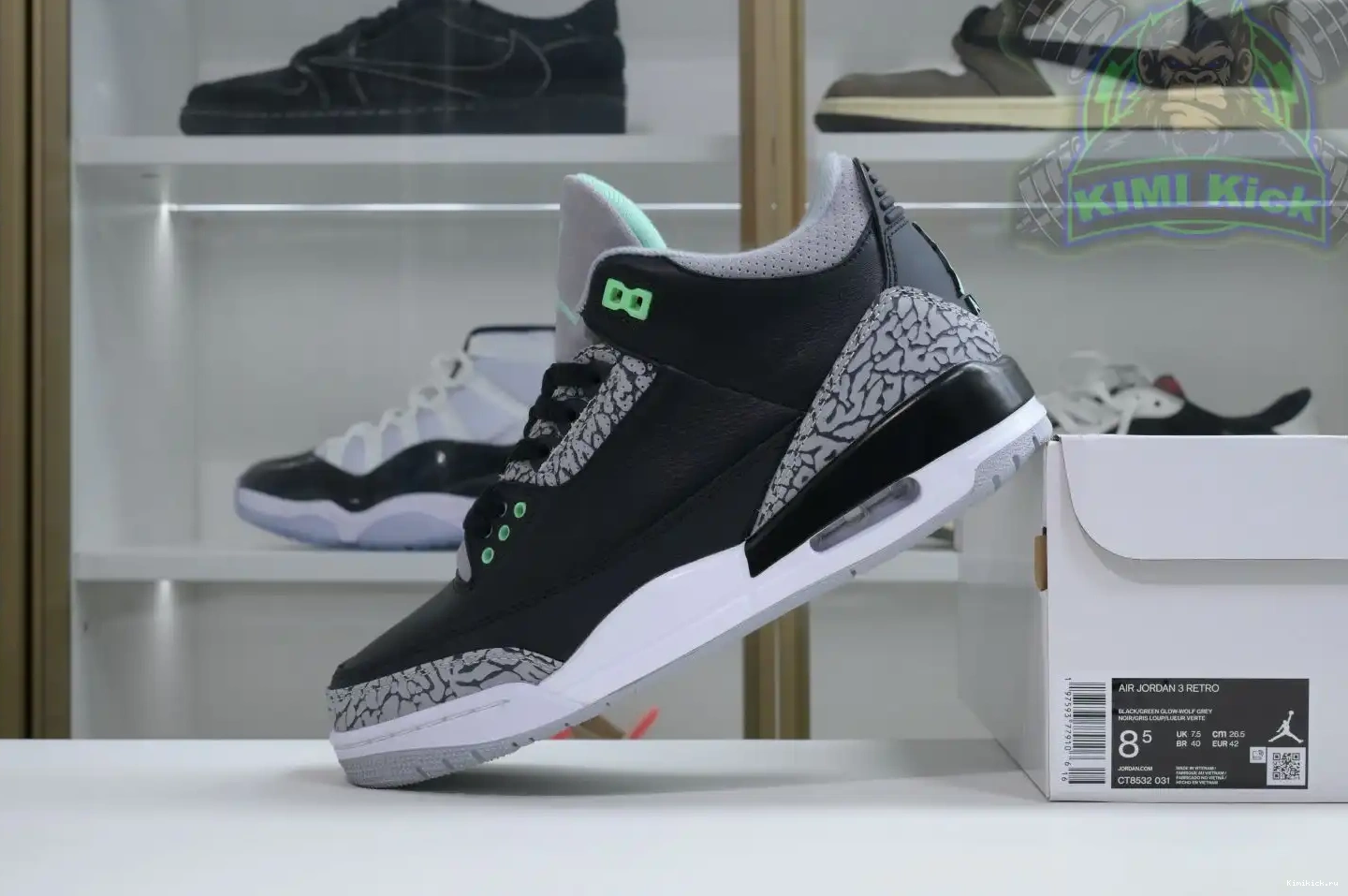 Kimikick Jordan Air 3 Green Glow 0514